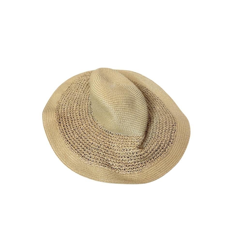 J Crew Hat Sun Straw Womens‎ One Size Tan Wide Brim Floppy Beach Summer